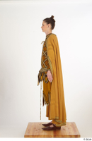  Photos Woman in Historical Dress 7 Medieval Clothing a poses brown dress cloak leather shoes whole body 0007.jpg